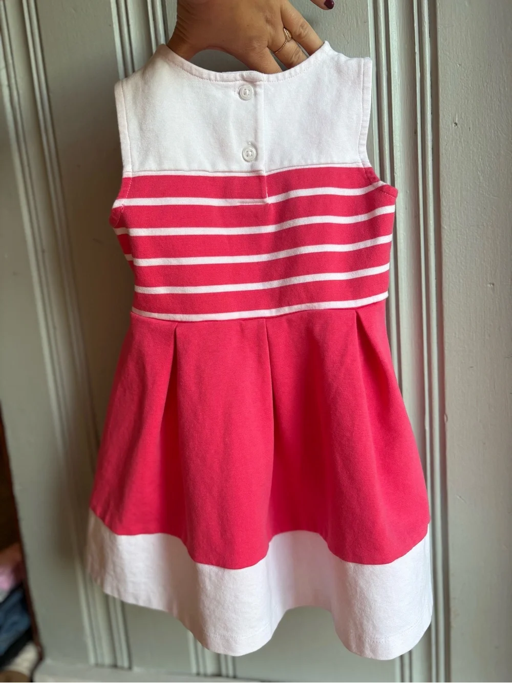 2T Coral Pink Gymboree Girls Sleeveless Striped Fit-and-Flare Dress with Bow